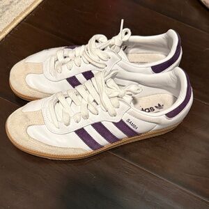 adidas White & Purple Samba Classic Sneakers